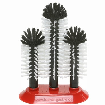 Triple brosse à verre de 18cm et  25cm (base caoutchouc)