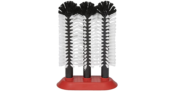 Triple brosse à verre de 25cm (base caoutchouc)