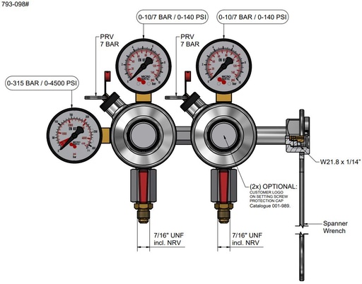 [MM 793-098] Double détendeur CO2 Micro Matic Complet