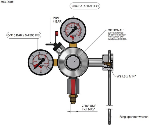 [MM 793-090] Détendeur CO2 Micro Matic complet à 1 sortie