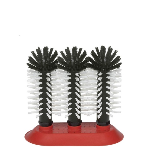 [DEL_9116] Triple brosse à verre de 18cm (base caoutchouc)